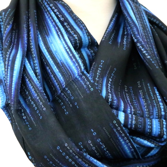 binary code scarf gift for her computer scientist - Picture 3 of 5
